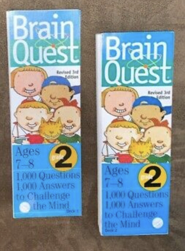 BRAIN QUEST GRADE 2 REVISED 3RD EDITION DECK 1 & 2 LEARNING FUN!