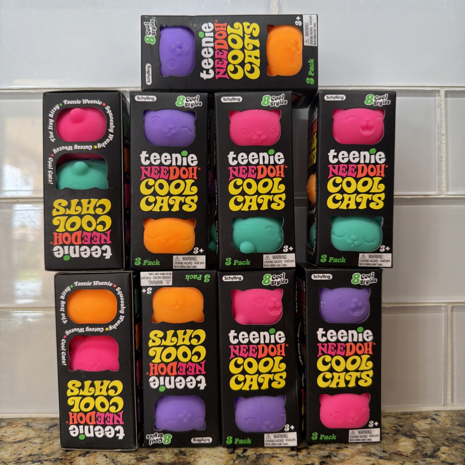 Schylling Teenie Nee Doh Cool Cats ONE 3 Pack Squishy NeeDoh per order