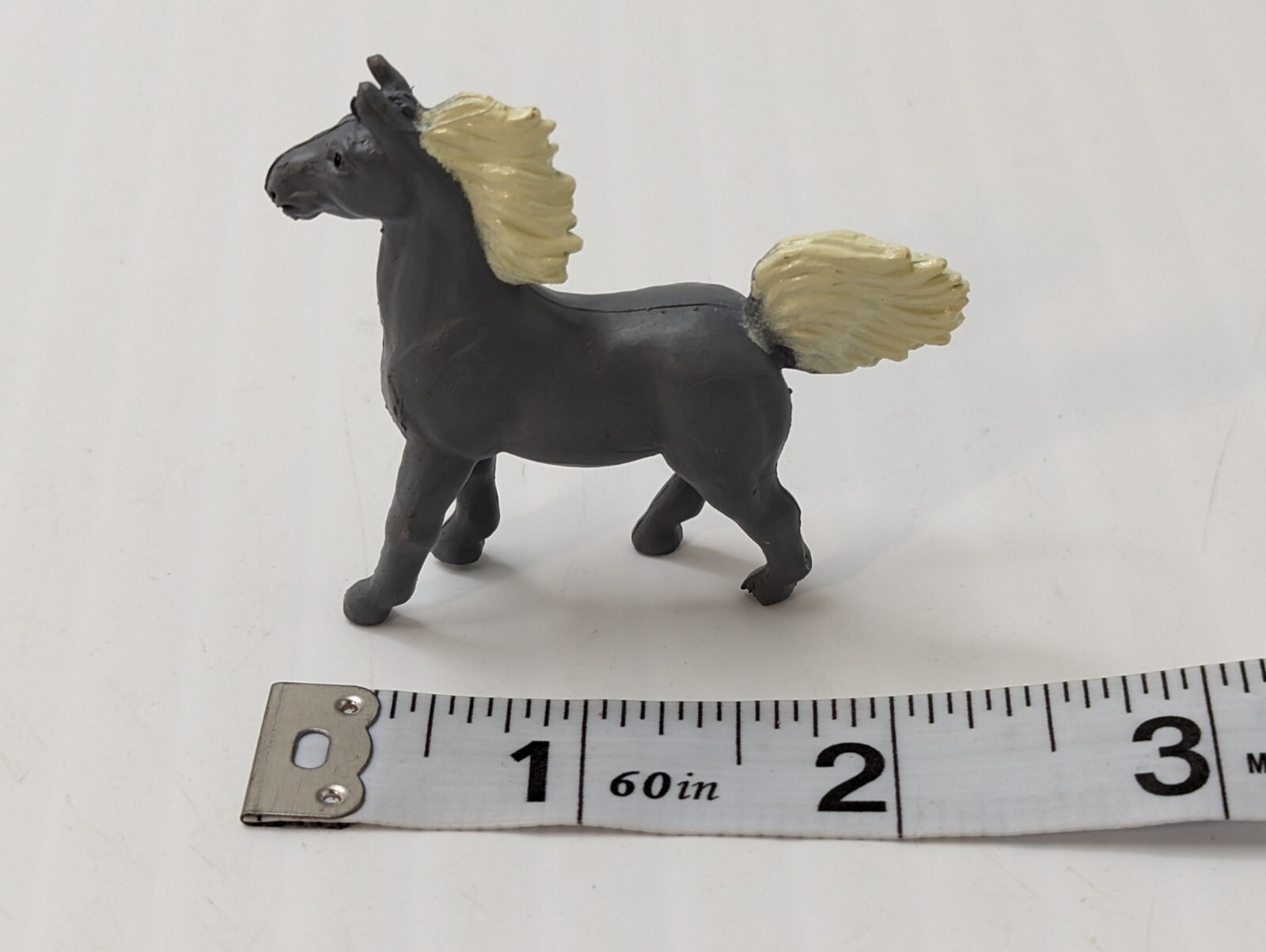 Safari Ltd Gray Horse White Mane & Tail Figure Mini Miniature 2” RARE Ships Free