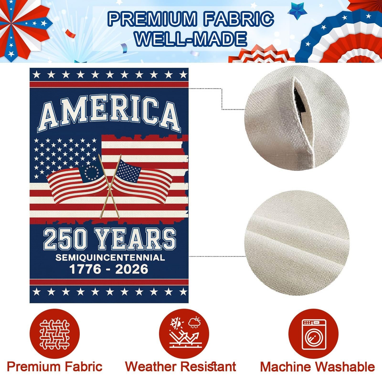Baccessor 250th Anniversary America House Flag 28×40 Inch Double Sided,250 An…
