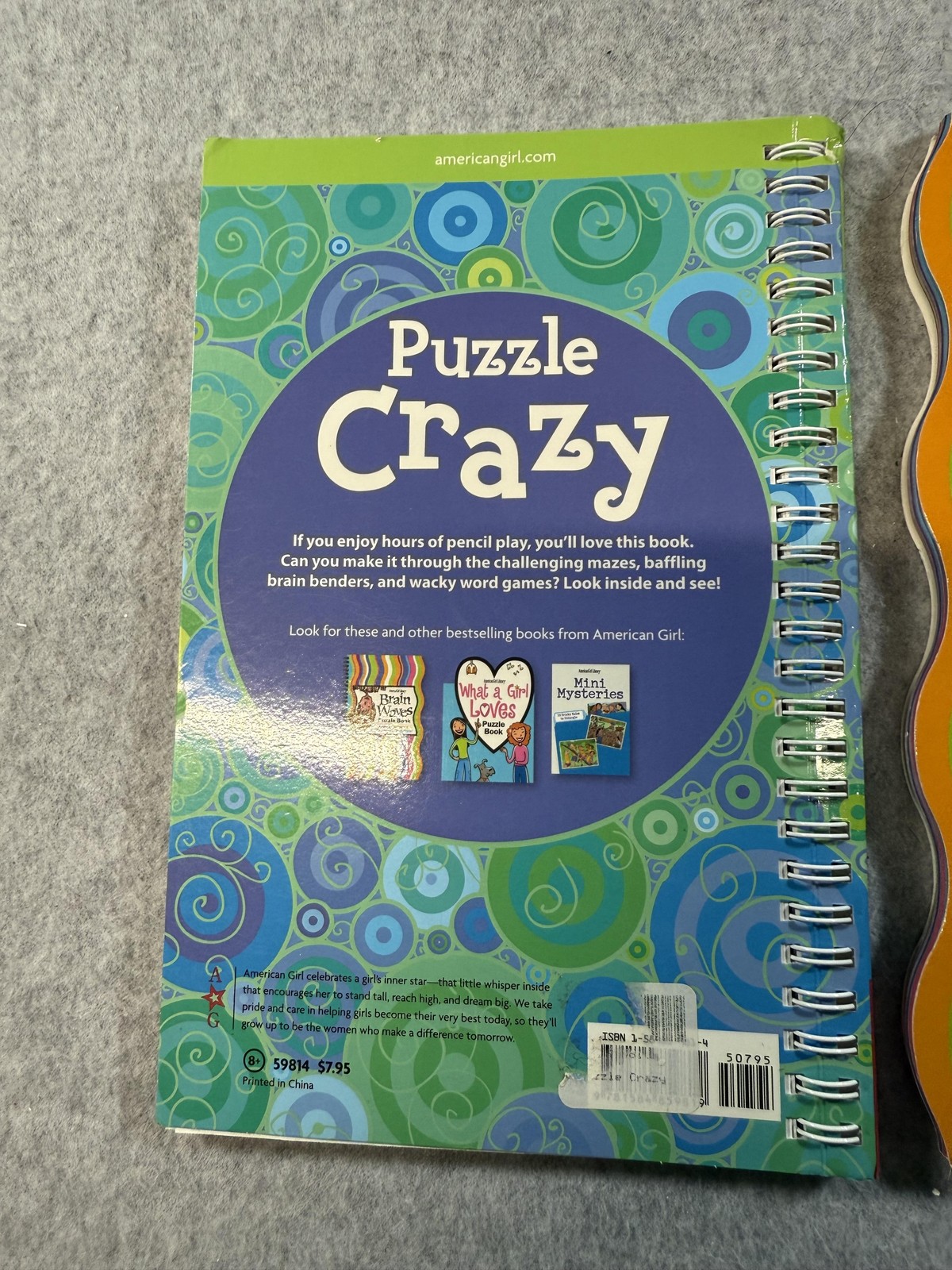 American Girl Crazy Brain Waves Puzzle Book Lot Riddles Crosswords Mazes Kids