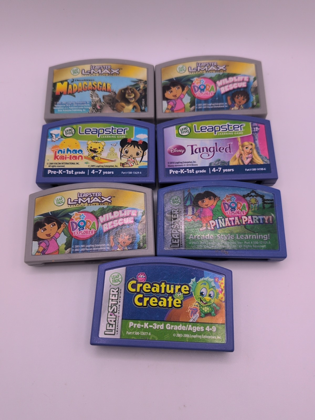 Lot Of 7 Leapfrog Game Cartridges Leapster Disney Dora Nick Jr.