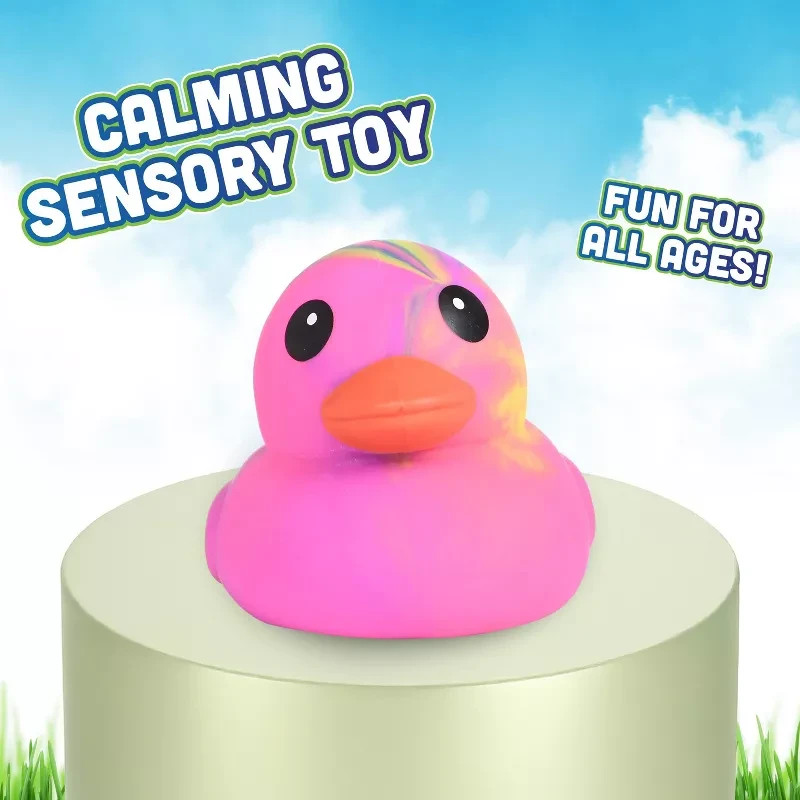***NEW, RARE*** Sunny Days Jumbo Squeezy Duck–Tie-Dye Squishy Stress Relief Toy