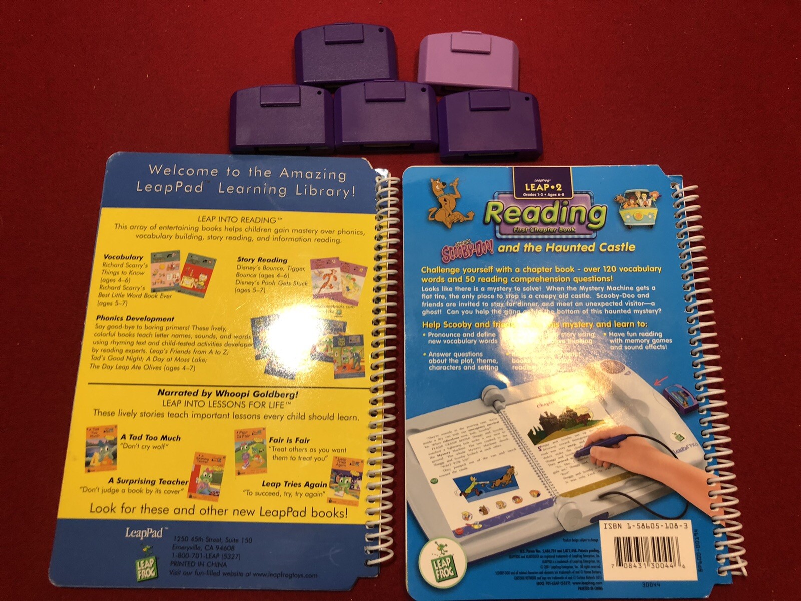 LeapFrog Leap Pad Miscellanous Items- 2 Books, 5 Cartridges. None Matching