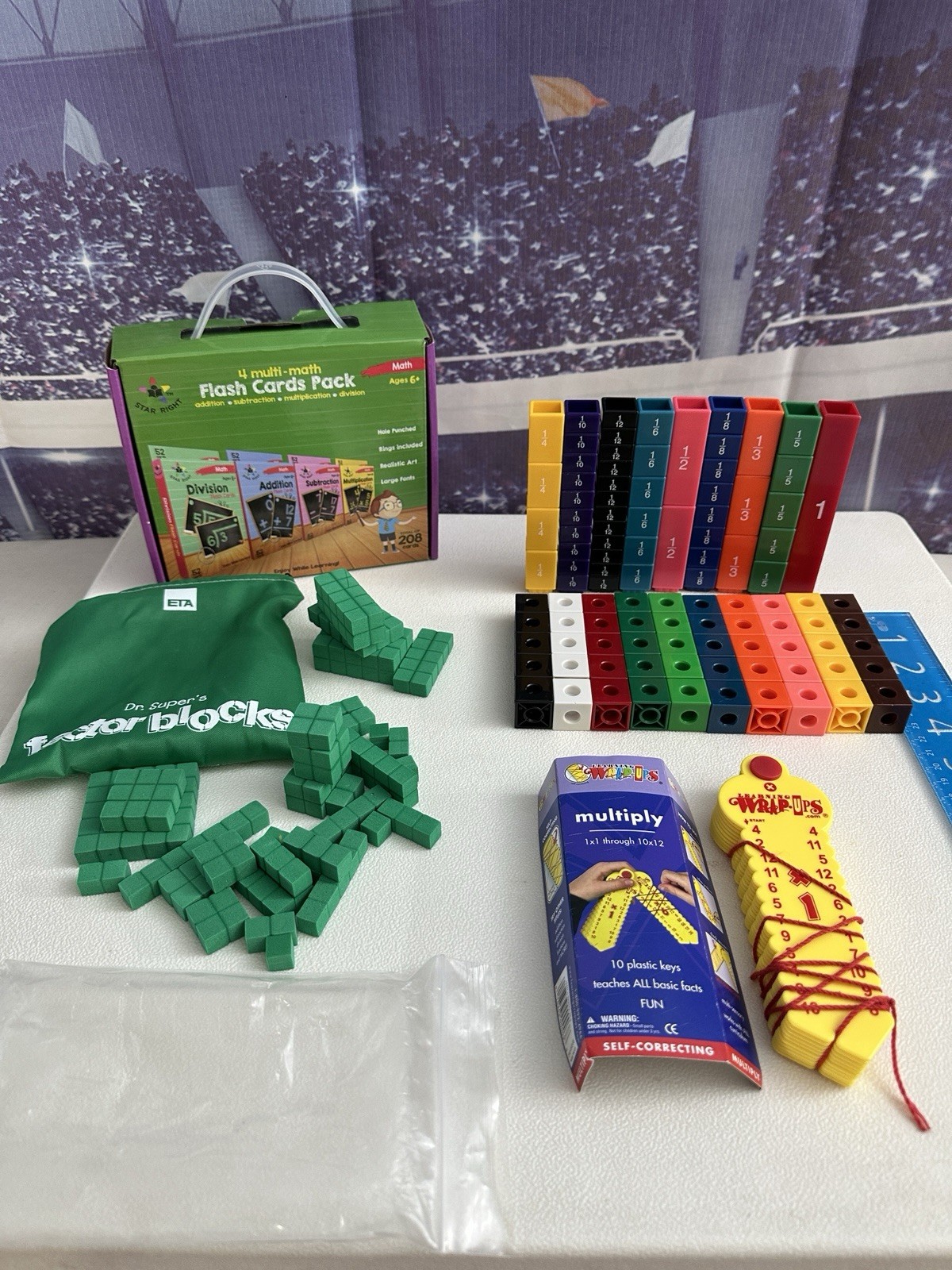 Homeschool Math Link Rainbow Fractions Starbright Wrap Ups Key Tower Cubes Lot
