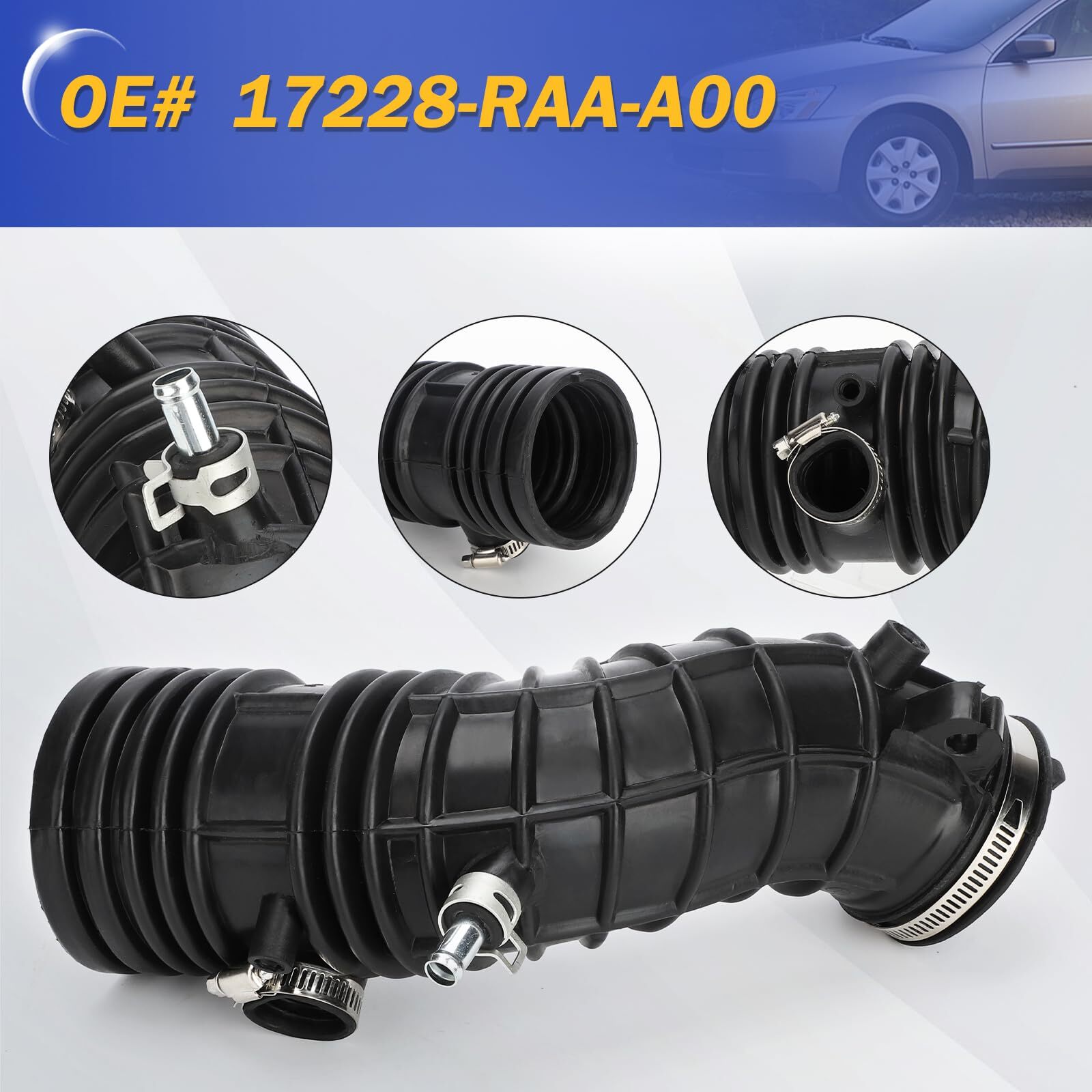 Air Intake Hose Cleaner Tube with Clamps for Honda Accord L4 2.4L 2003 2004 2…
