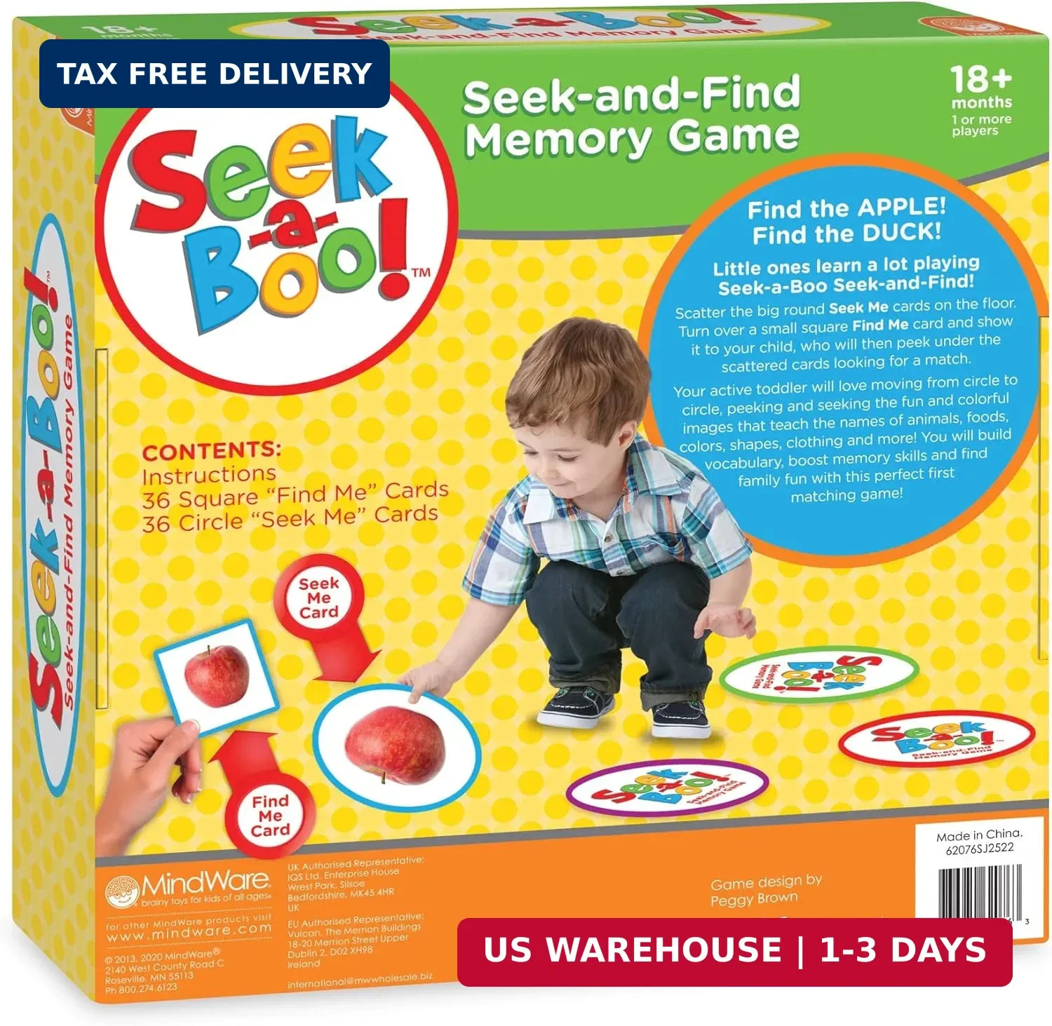 MindWare Seek-a-Boo Seek and Find Memory Game and Toddler Flash Cards Matching G