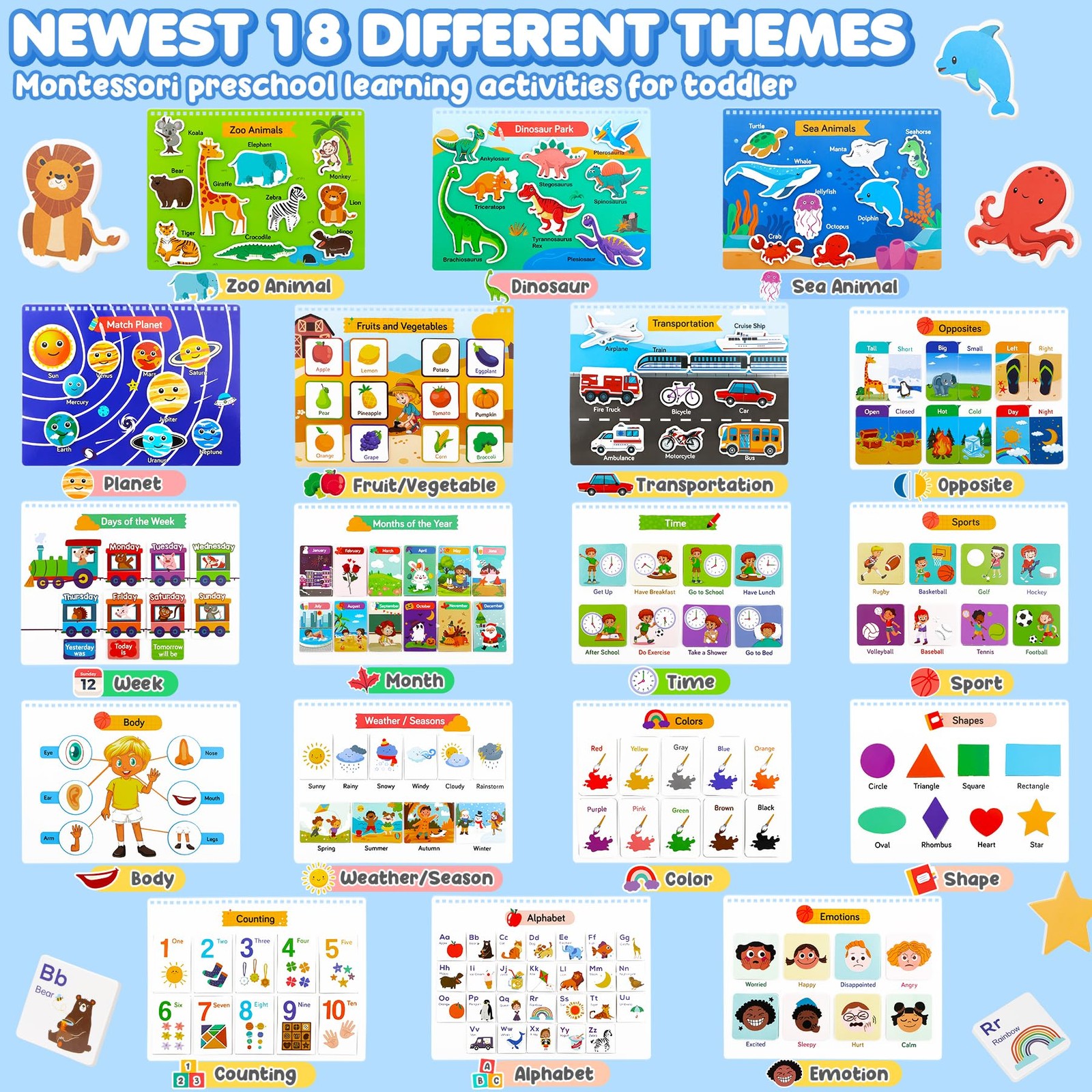 Busy Book for Toddlers 3-5, Preschool Learning Large-36 Themes, Multicolored