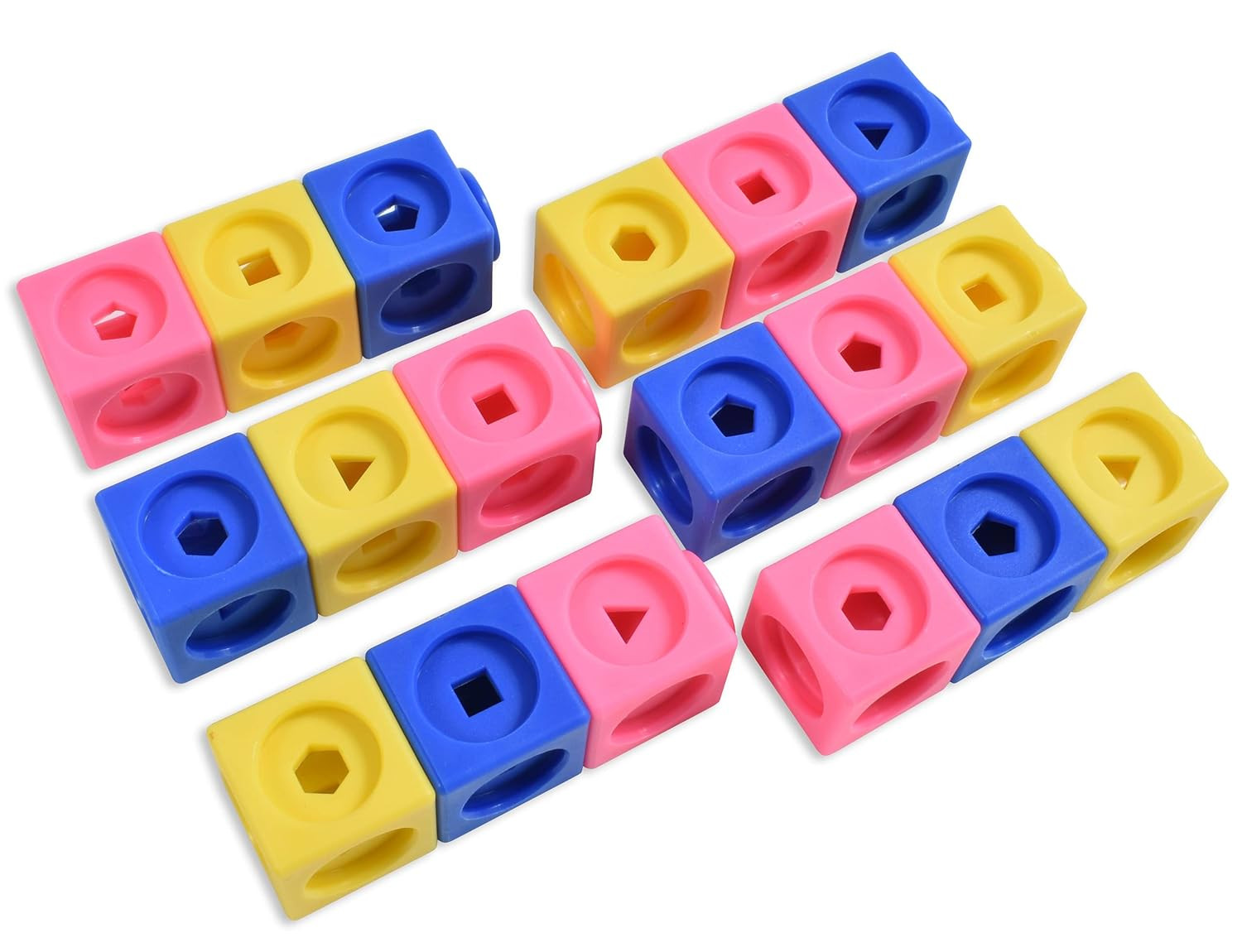 Edxeducation Math Cubes | Set of 100 Counting Blocks with 5 Shapes | Math Manipu