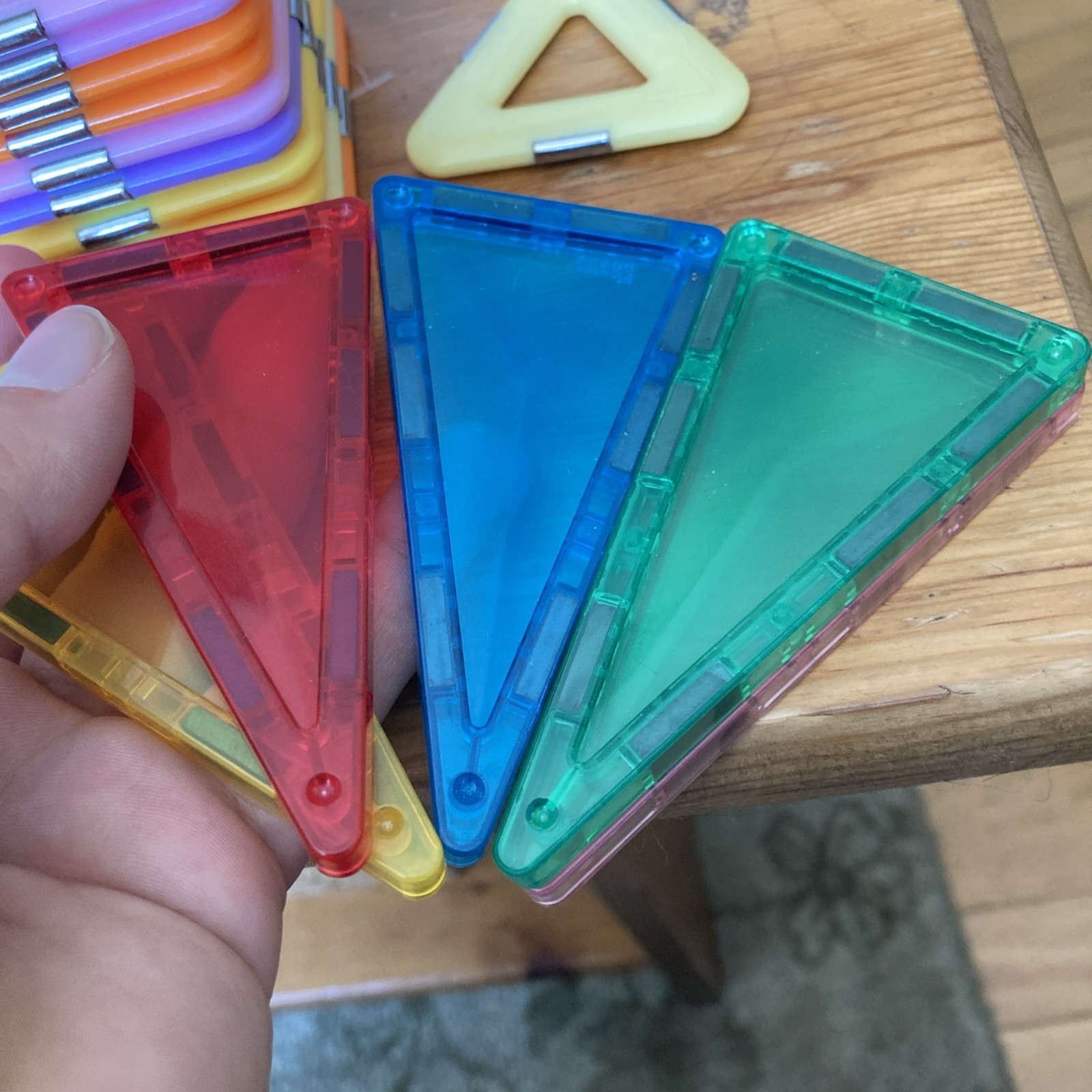 Lot of 32 Magnetic Tiles Different Colors/types Early Learning