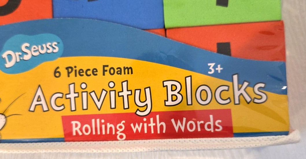 NIB Dr Seuss 6-pc Multicolor Foam Letter Activity Blocks for Kids Age 3+