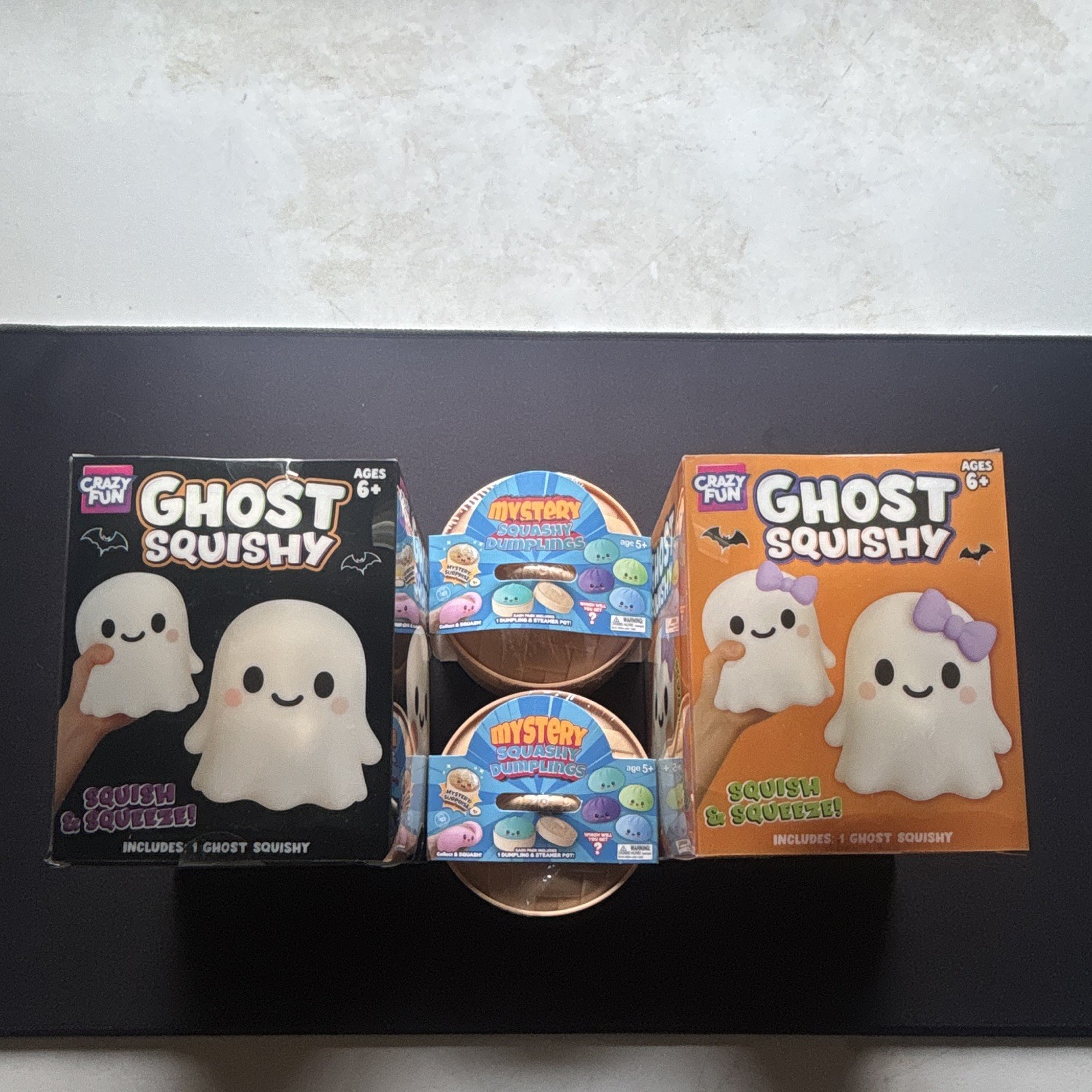 Crazy Fun Ghost Squishy Squeezable Toy (1boy/girl) & Mystery Squashy Dumplings