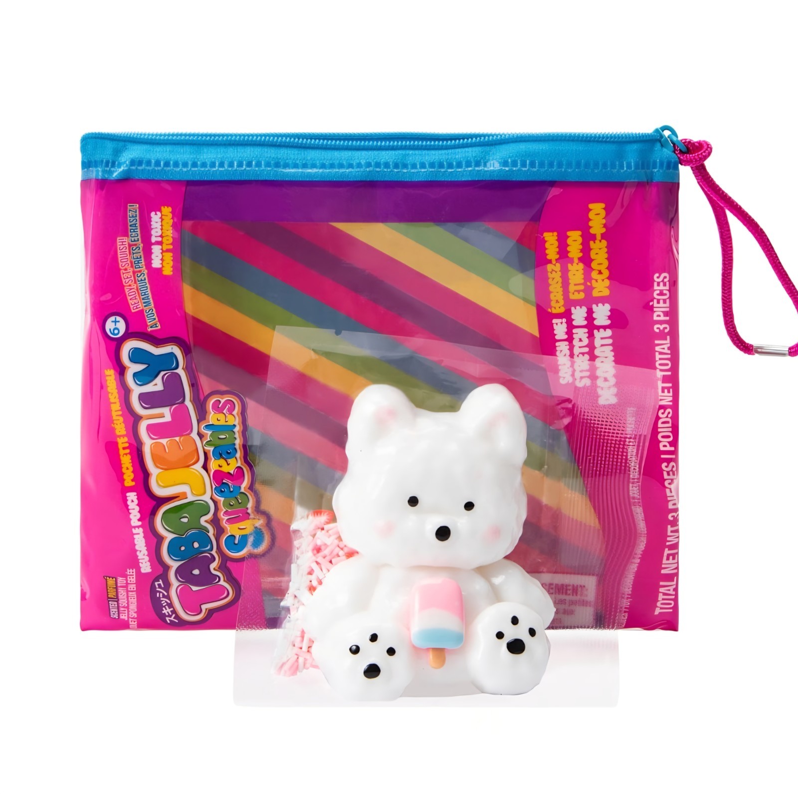Taba Jelly Squeezeables White Dog Squishy, Penny Puppy Squishi Squeeze Toy USA