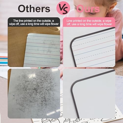 Dry Erase Boards 6 Pack, Double Sided Magnetic Small Whiteboards with Lines