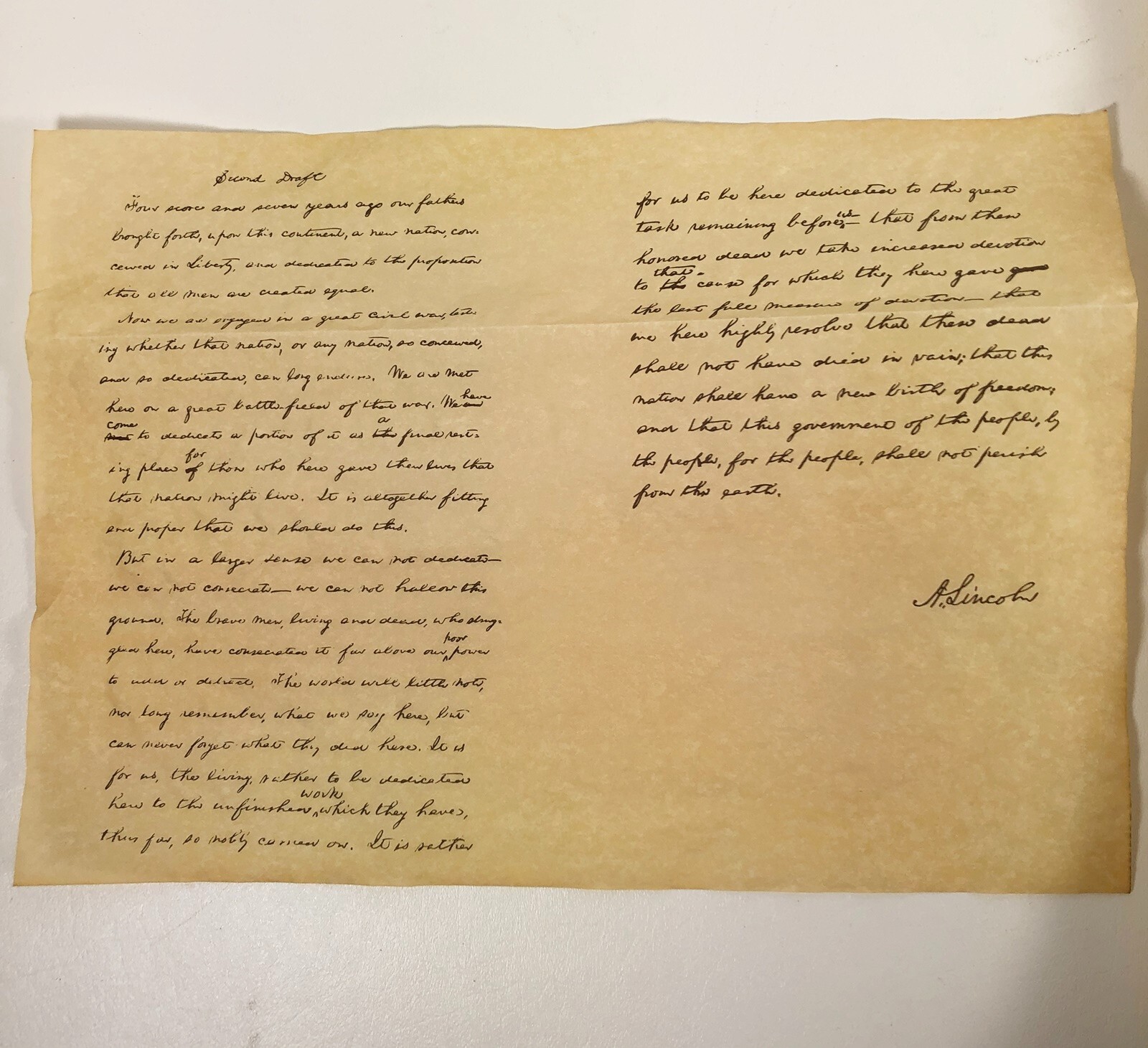 US Founding Document Constitution Dec Indepence Bill Rights Gettysburg Parchment