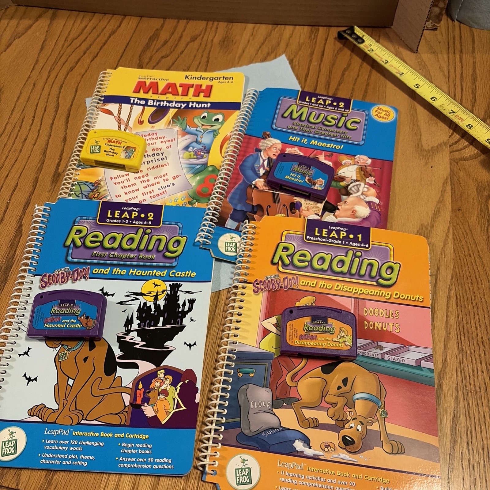 LeapFrog Level 1&2 Books With Cartridges Lot Of 4-Music-Reading-math