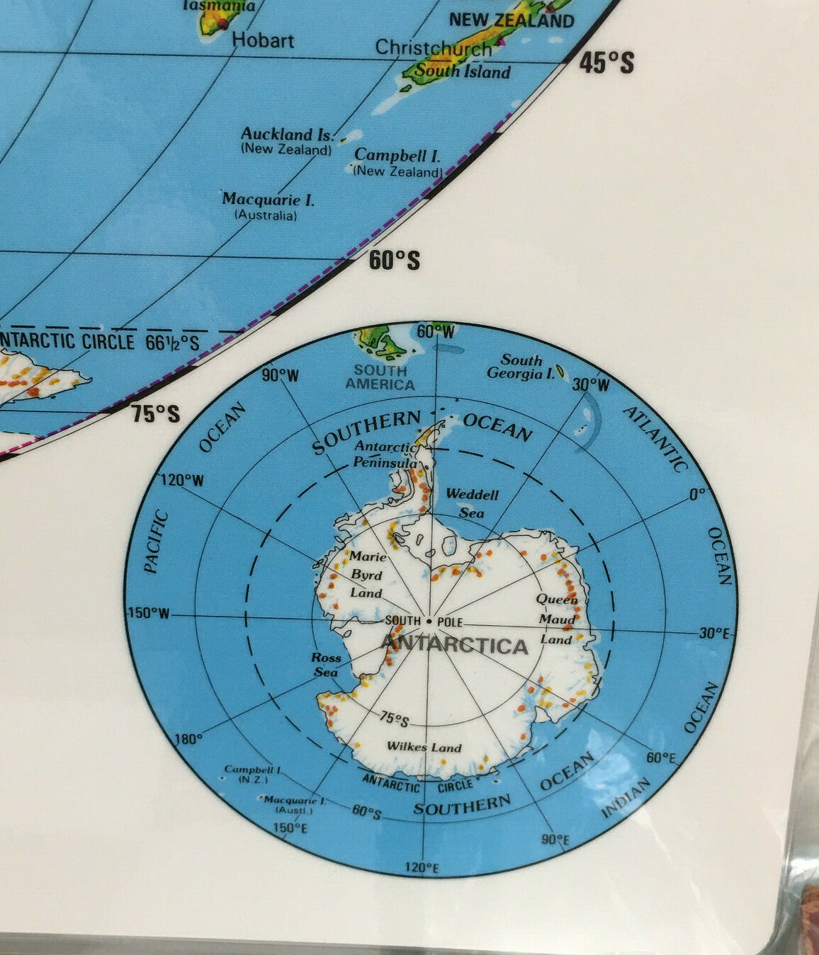Nystrom Physical Landscape Laminated World Map 2-Sided 22″ X 17.5″ Very Clean