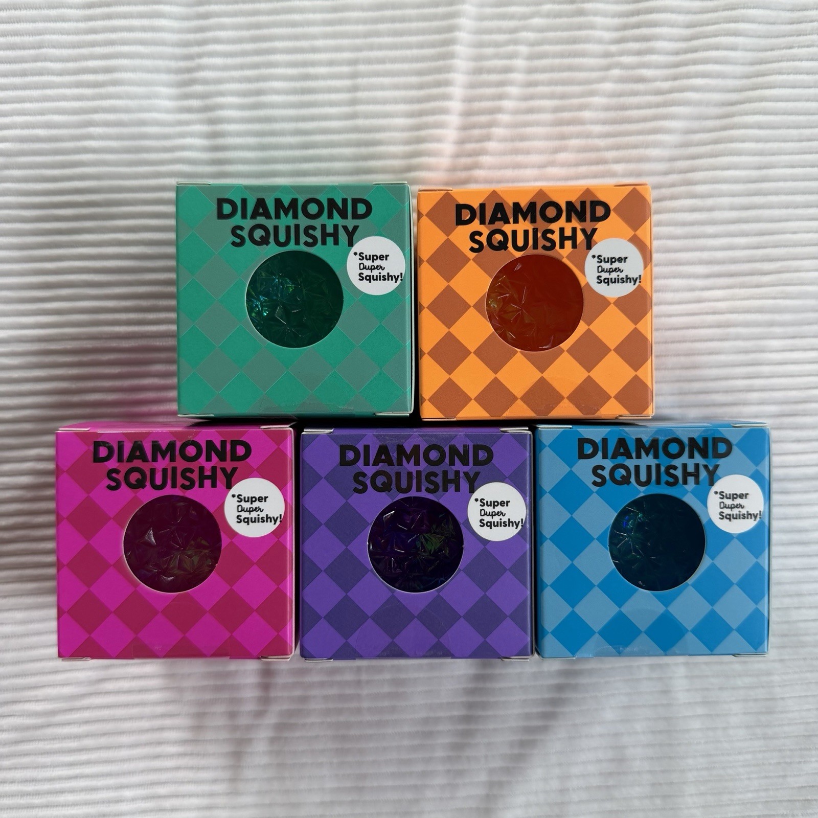 J’adore Diamond Squishy Complete Set Of 5 Teal Orange Pink Purple Blue VIRAL
