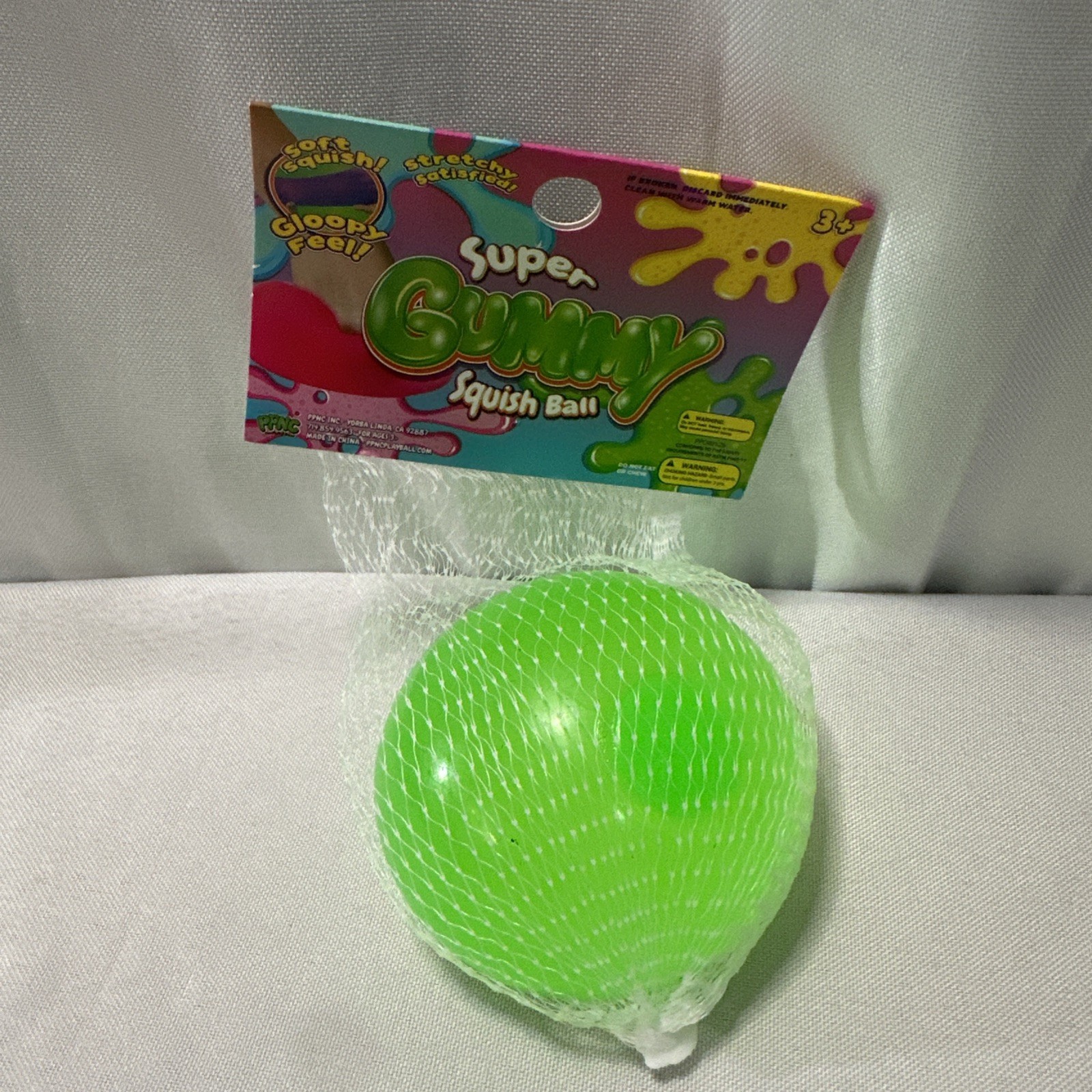 Set Of 3 Super Gummy Squish Ball 2.75″ Pink, Blue & Green – NEW