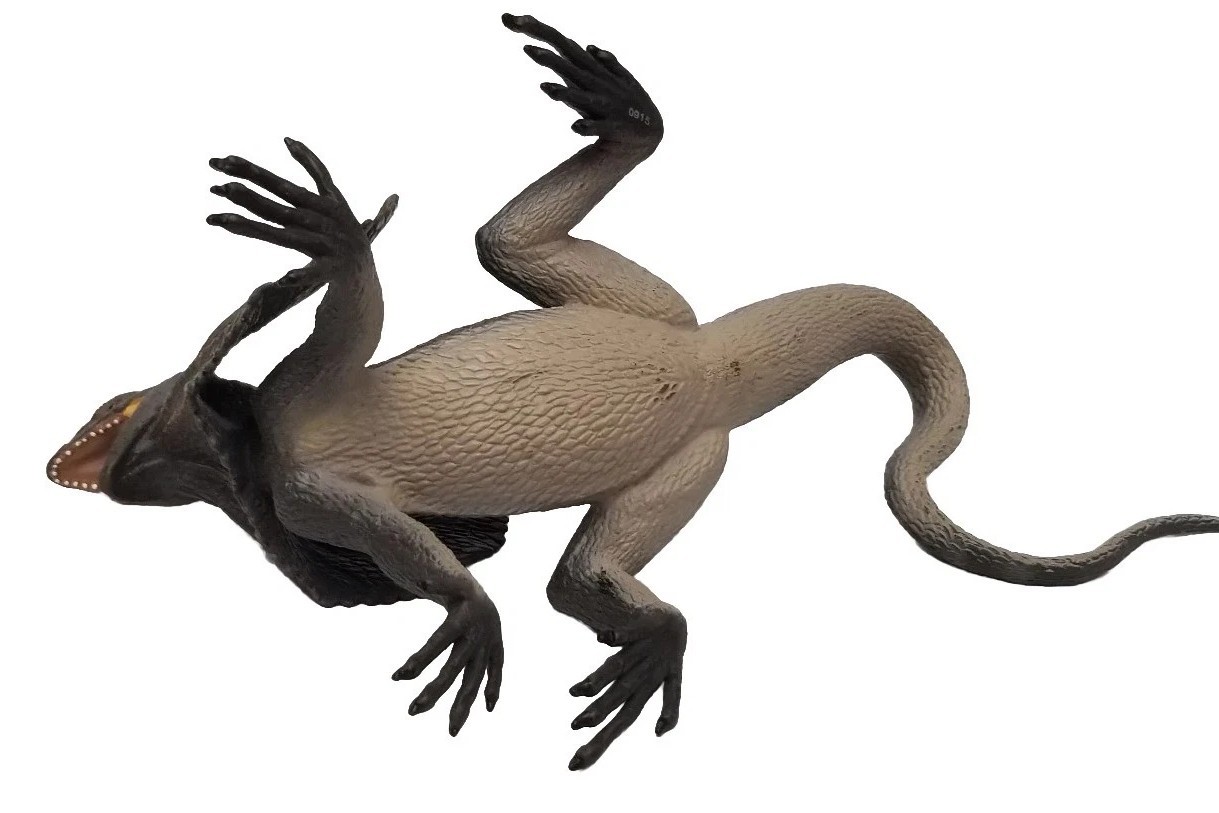 Safari Ltd Frilled Lizard Figure Gray Wildlife Zoo Animal Figurine 10 inch 2005