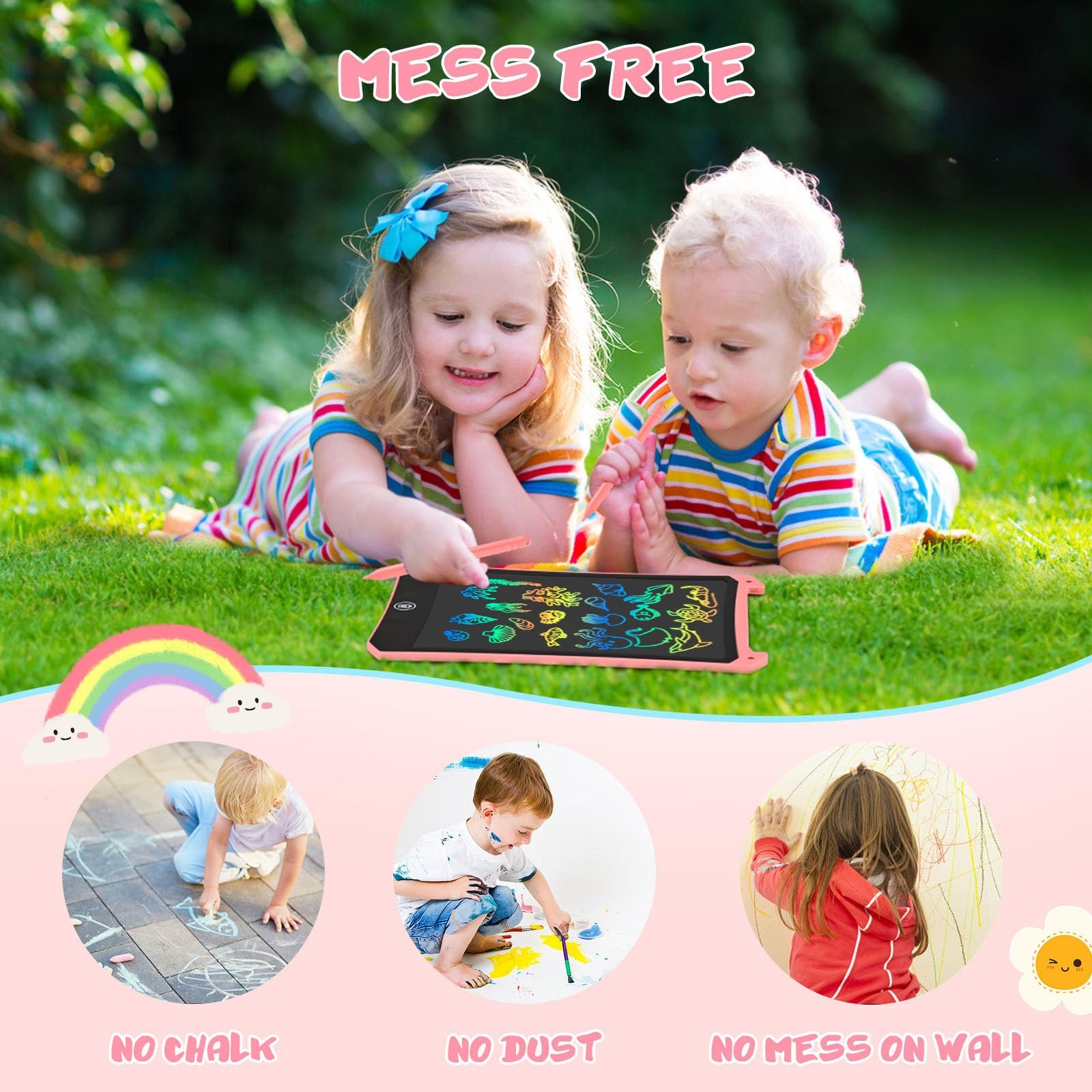 EooCoo Toddler Toys, LCD Writing Tablet for Kids 2 Pack, 8.5”Pink&Blue