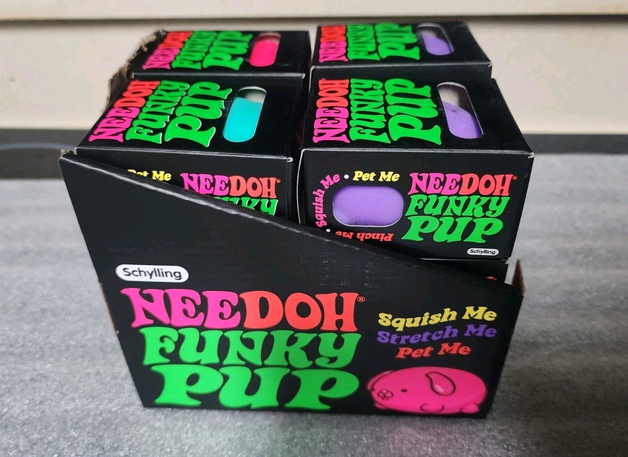 Nee Doh Funky Pup Squeeze Ball Super Squish LOT OF 12 with Display Box NEW
