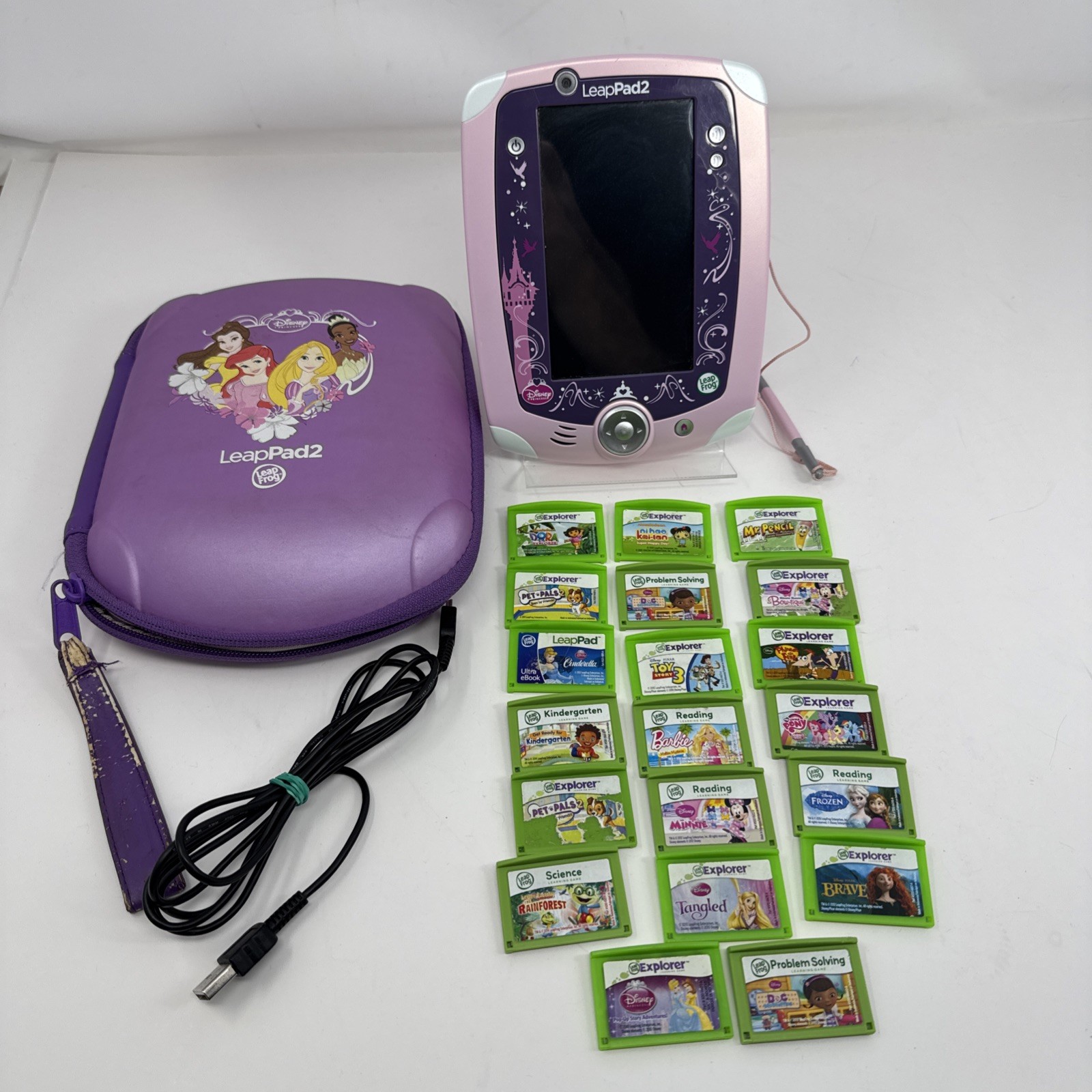 LeapFrog – LeapPad2 Explorer Tablet Princess Pink With Case Charger + x20 Games