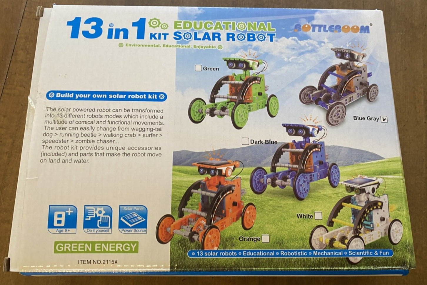Green Energy 13 in 1 Kit Educational Solar Robot Open Box 10+ Unused STEAM kid’s