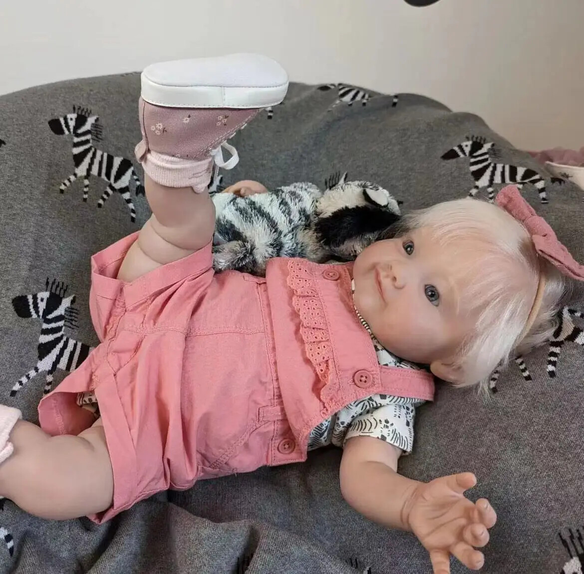 19″ Finished Reborn Baby Doll With Hand-Rooted White Hair Lovely Girl DIY Gifts
