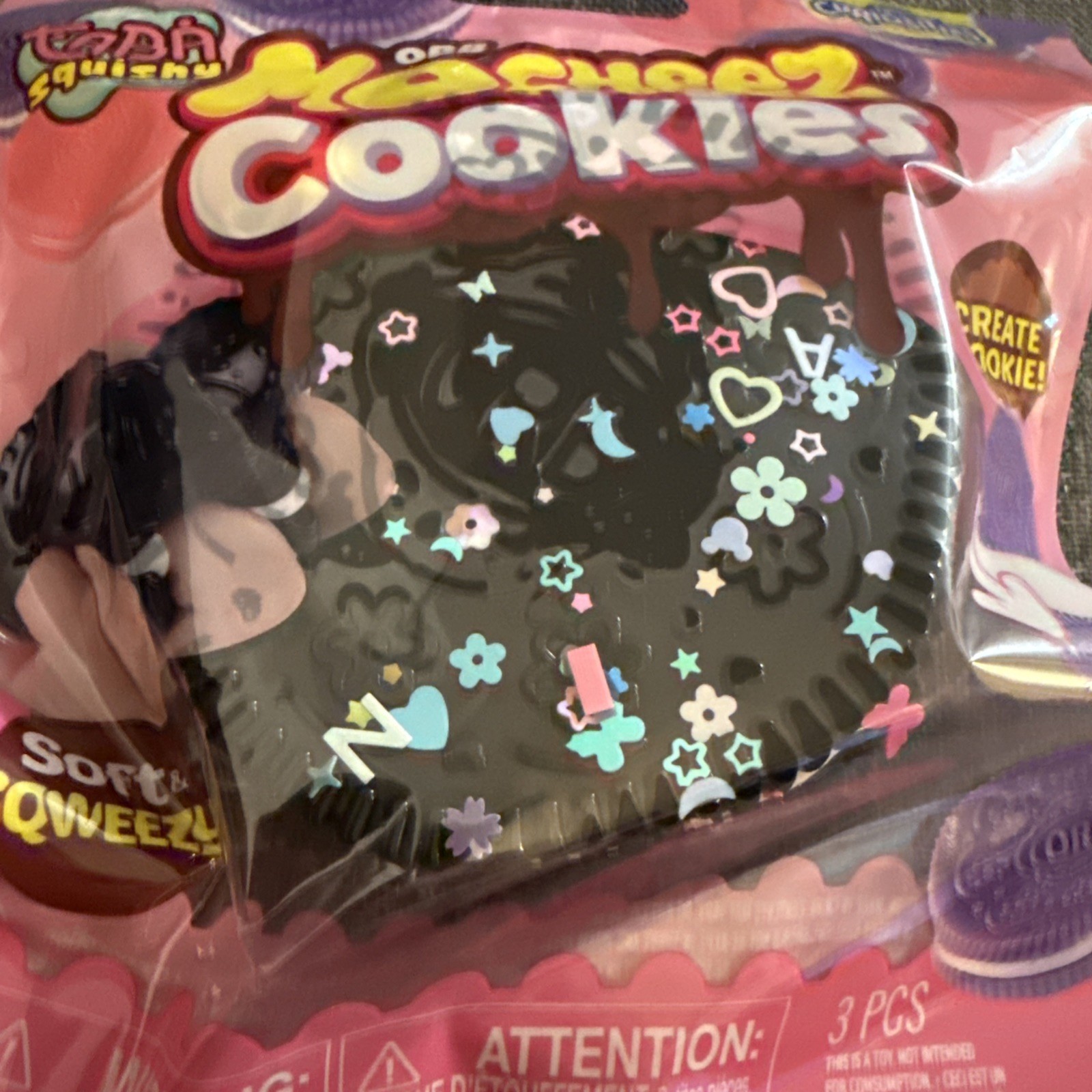 ORB Mega Mocheez Cookies – TABA Squishy Toy Black Super Soft Stick – Brand New