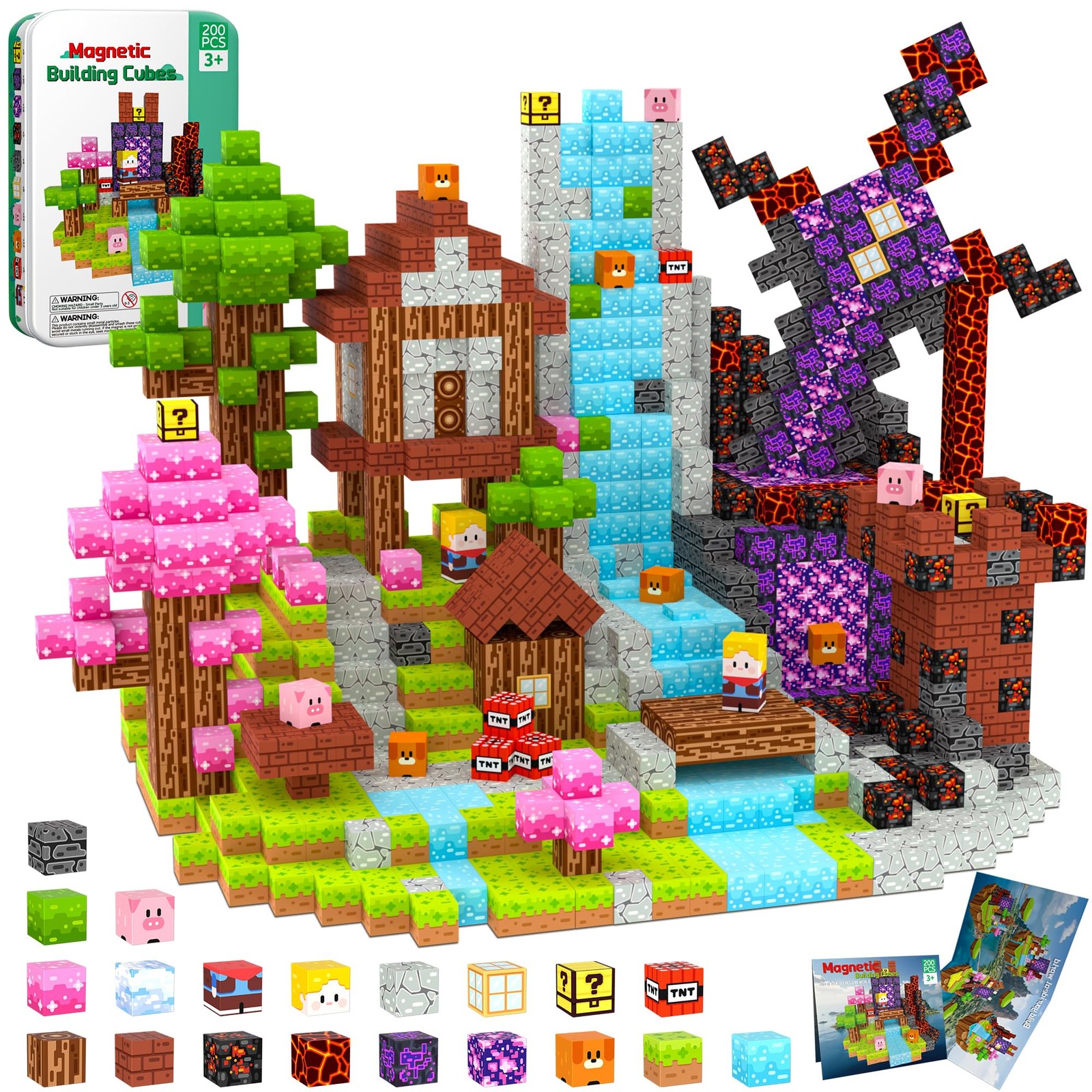 iLacven Magnetic Blocks Travel Building 200 Pcs Set, Multicolor
