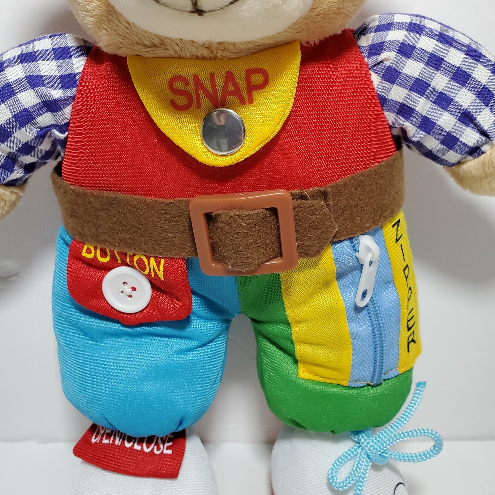GabiToy Educational Musical Teddy Bear Plush 14” Learning Zipper Button Snap GUC