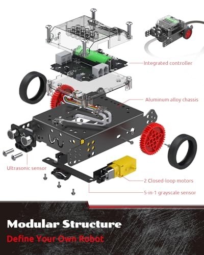 Smart Robot Car Coding Kit for Kids 8-16, STEM Remote Control, Python & Scratch
