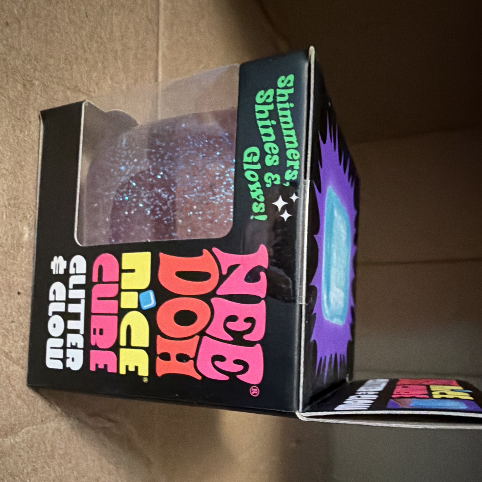Viral! Hard to find! NeeDoh Nice Cube Glitter & Glow in Purple