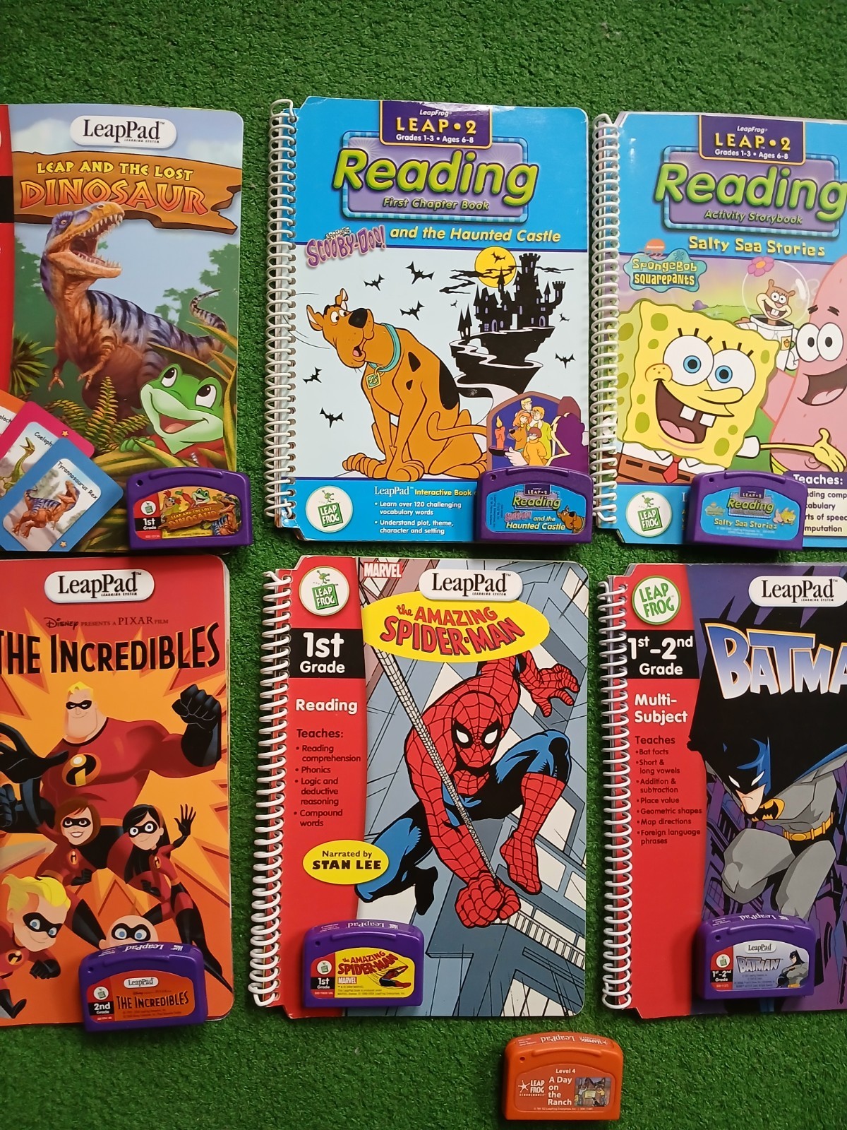 LOT OF 9 LEAPFROG LEAP PAD GAME CARTRIDGES SPIDER-MAN,BATMAN + READ