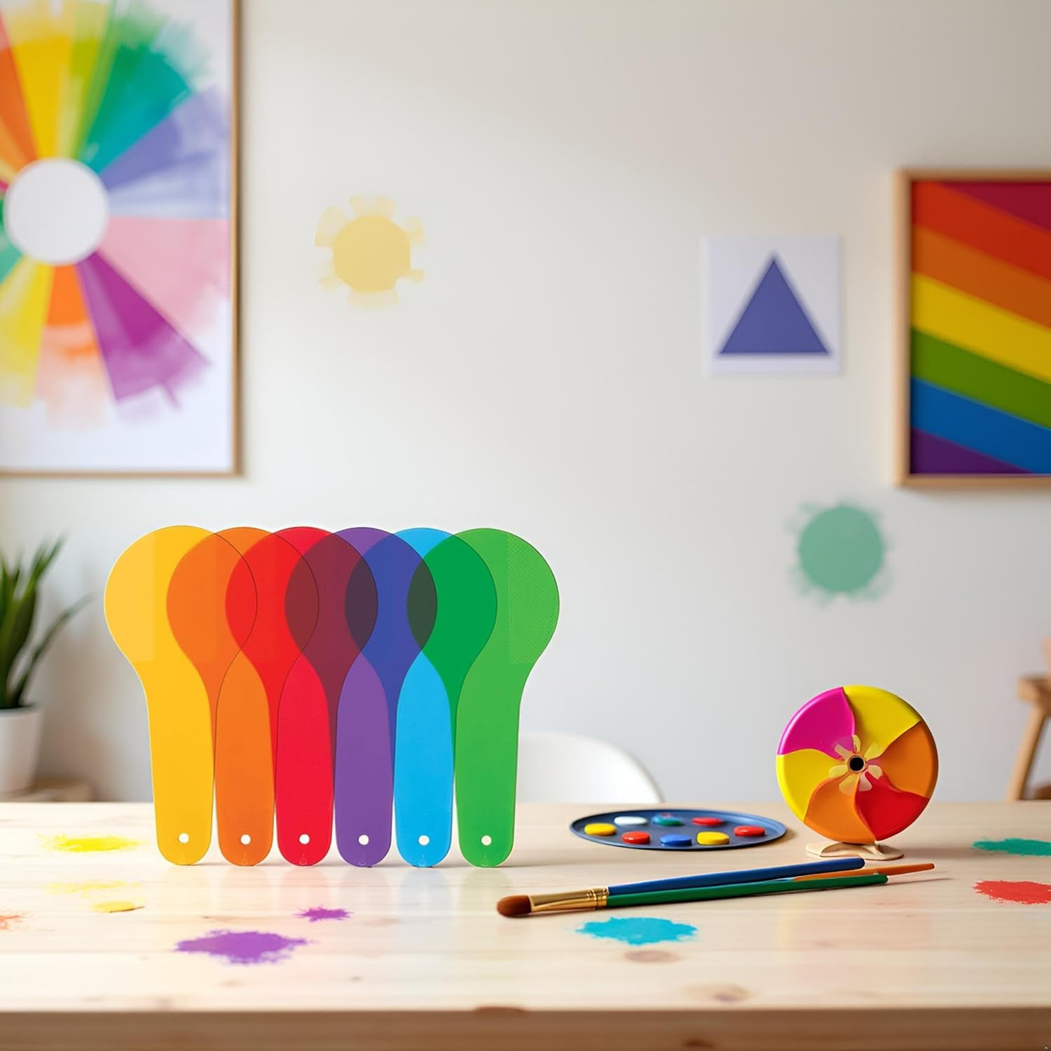 6Pcs Color Paddles, Transparent Color Paddles, Color Learning, Optics Color
