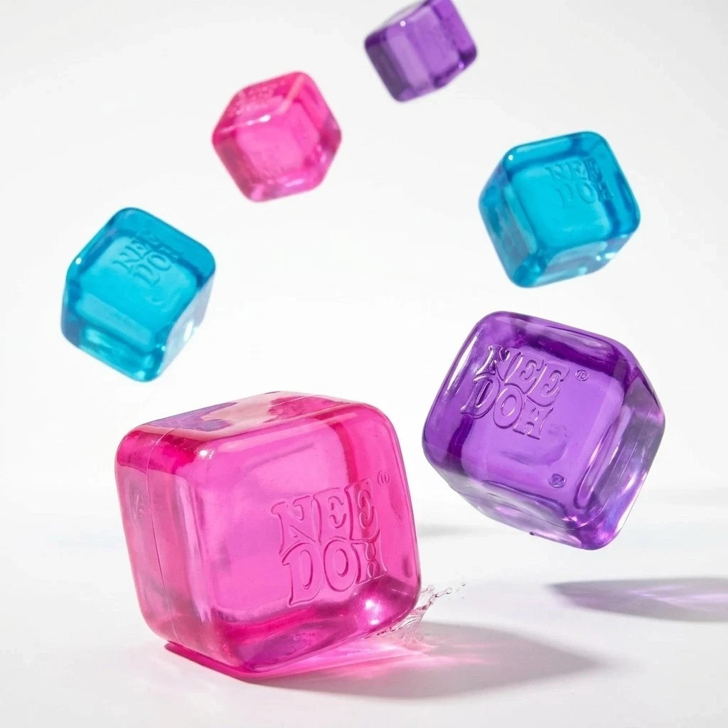 NeeDoh Nice Ice Baby 4-Pack Mini Cubes Authentic Squishy Fidget Stress Toy