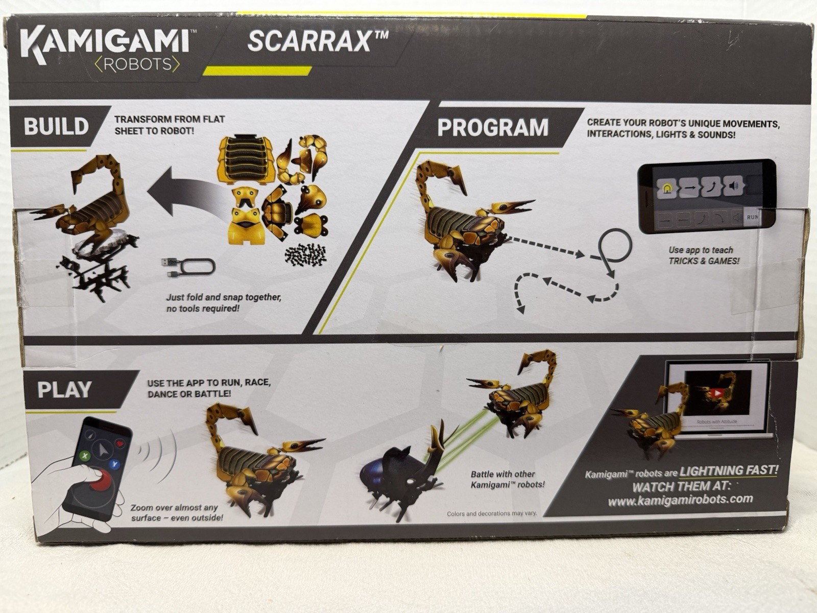 Kamigami Robots Scarrax Robotic Scorpion STEM Building Kit Open Box Unassembled