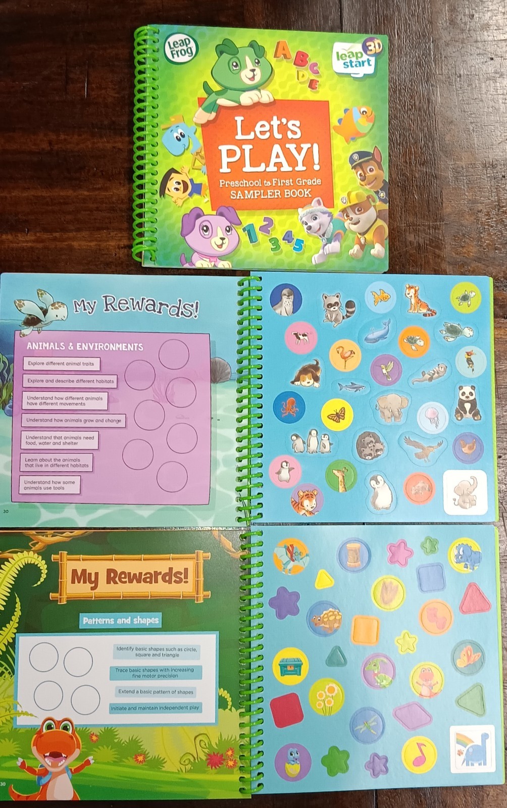 Leap Frog Leap Start Spiral Book Lot of 6 FROZEN MICKEY TROLLS Sampler 3D Lv 1-3