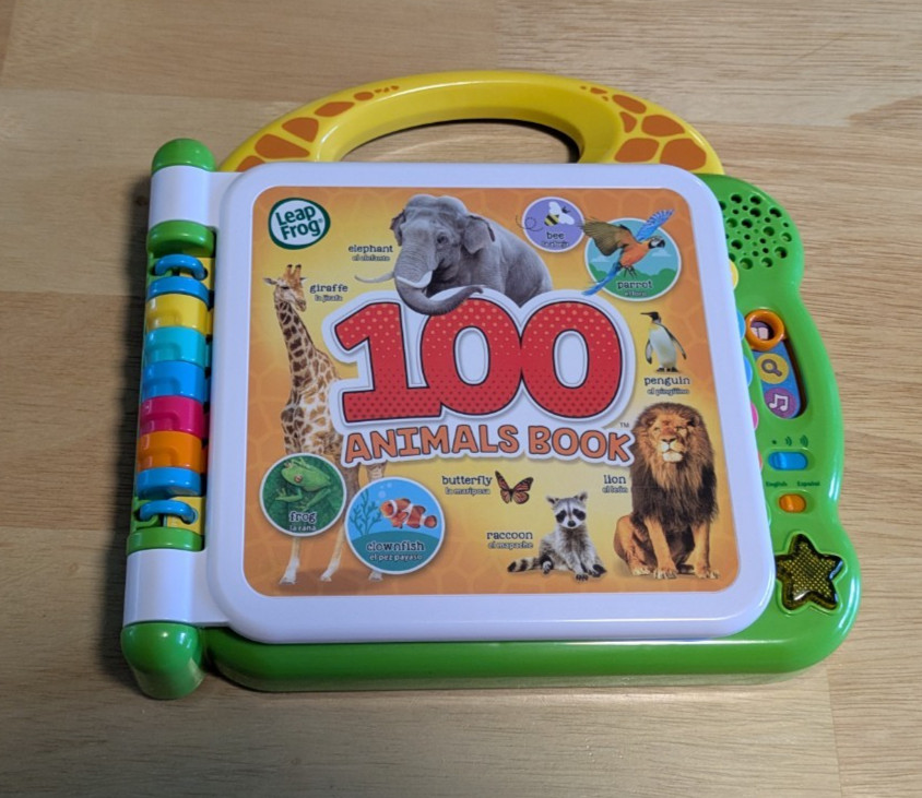 Leap Frog 100 Animals Book – Green Zoo Safari Woodland English/ Spanish speaking