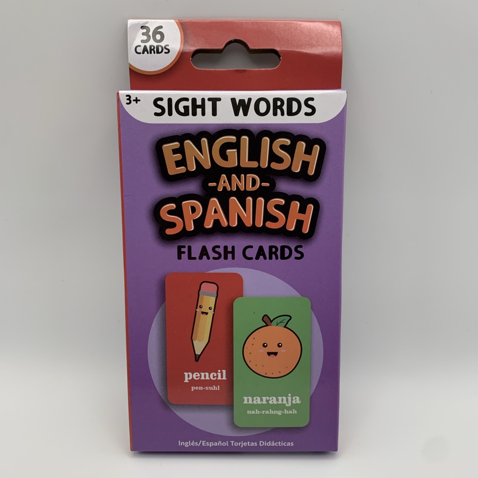 Sight Words English & Spanish Flash Cards Bilingual 36 Cards 3+