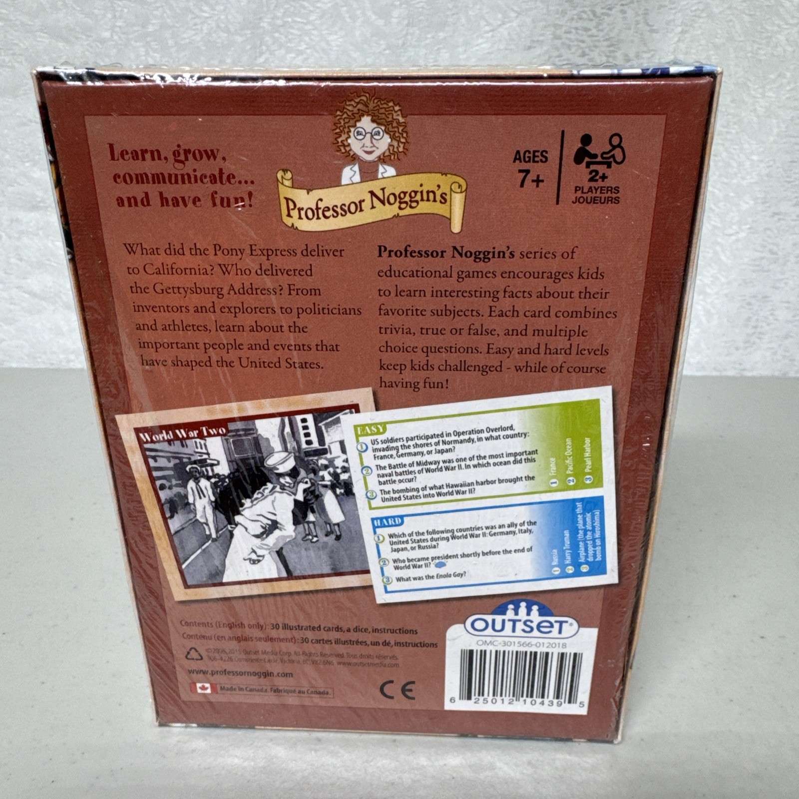 Professor Noggin History of the United States Card Game Outset Media NEW U5