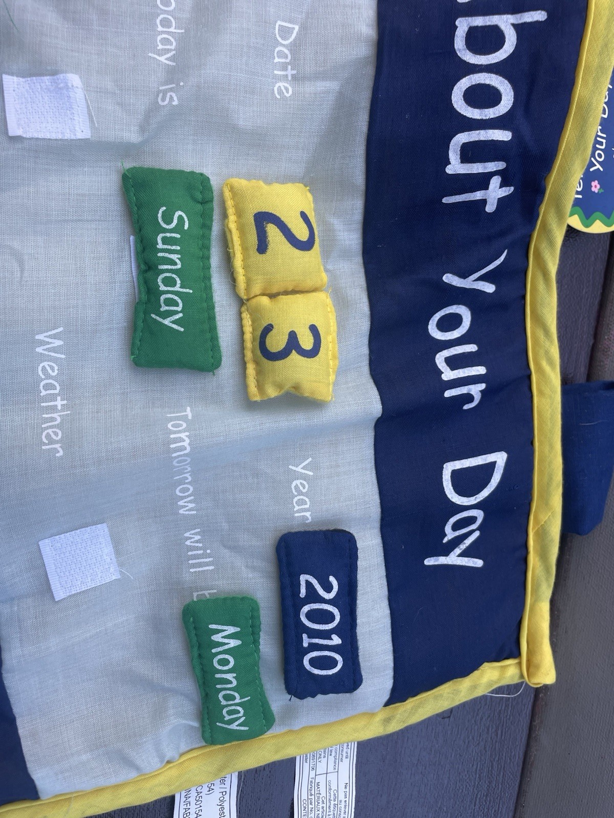 Cloth Pocket Calendar For Kids : Days ~ Months ~ Years ~ Seasons Learning Guide