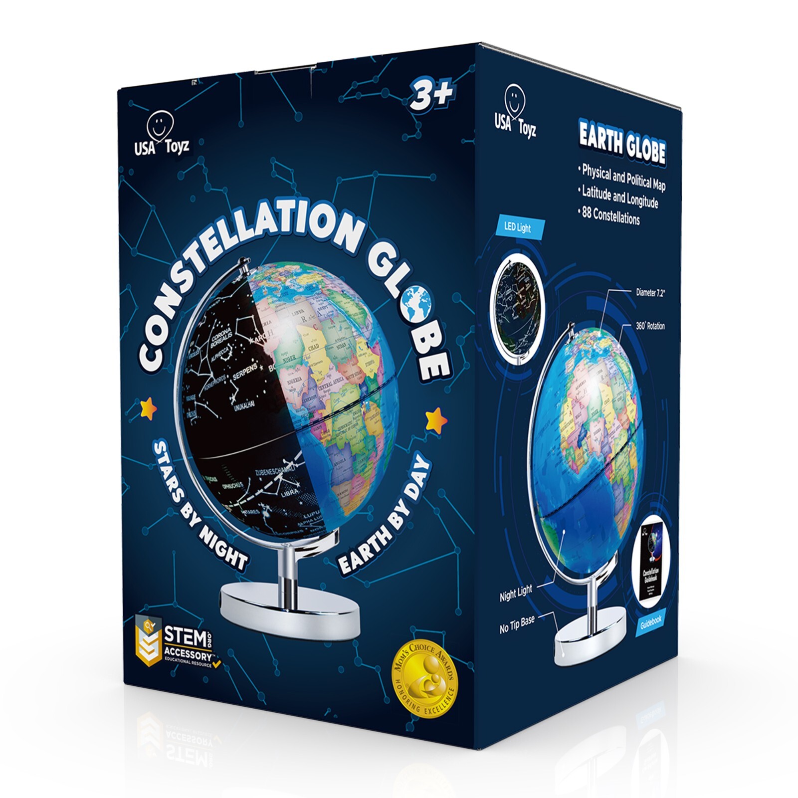 USA Toyz Illuminated Globe of the World with Stand – 7.2″ Diameter