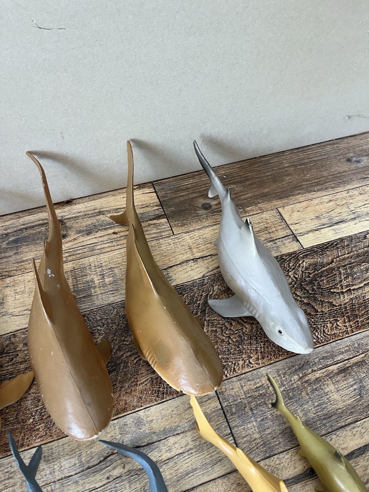 Ocean Animals Plastic Large Lot 60+ Of Sharks Whale Dolphins 10 Inch And Less