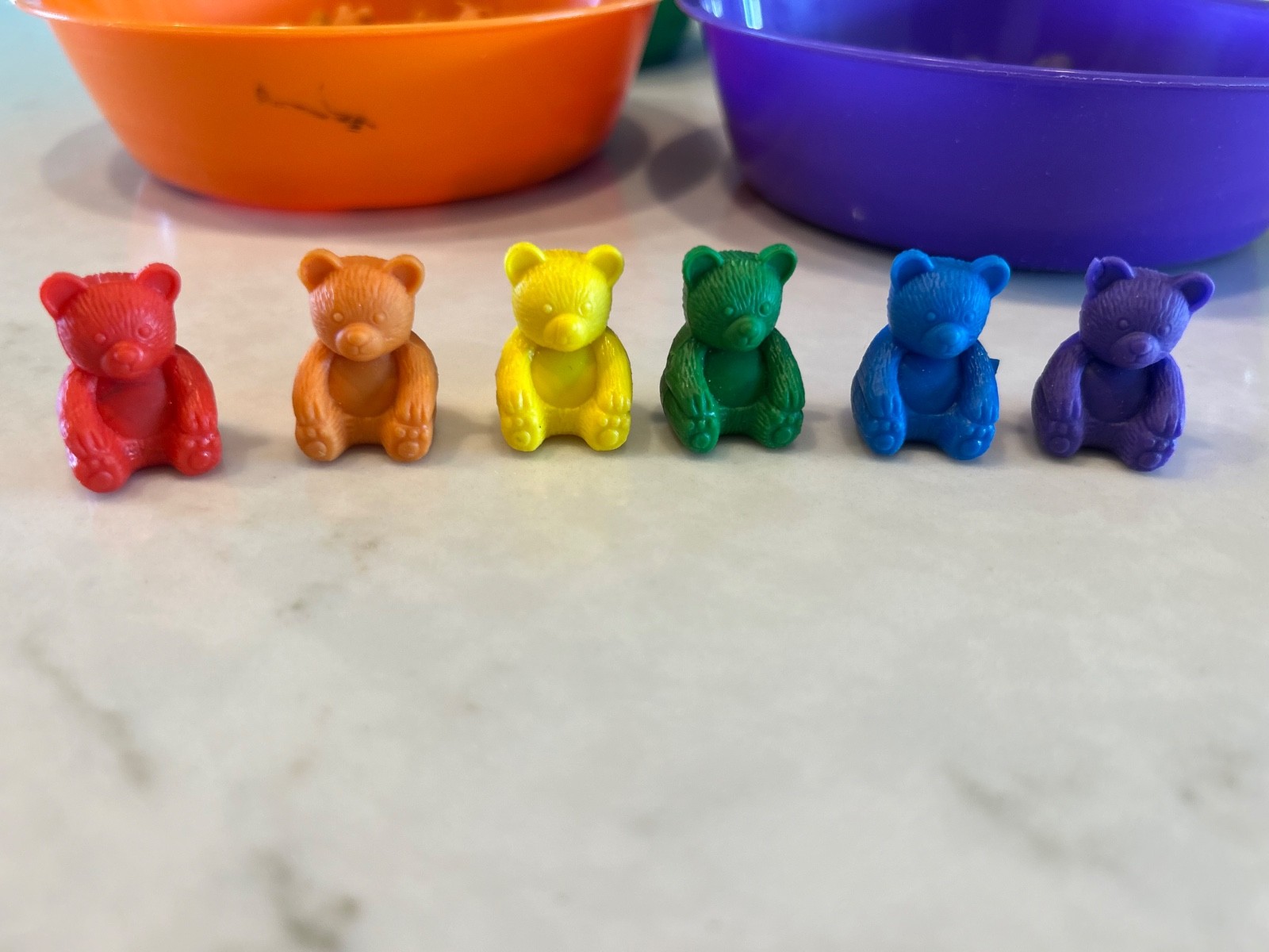 Lot 60 Counting Counter Sorting Bears Math Manipulative 6 colors, 6 bowls
