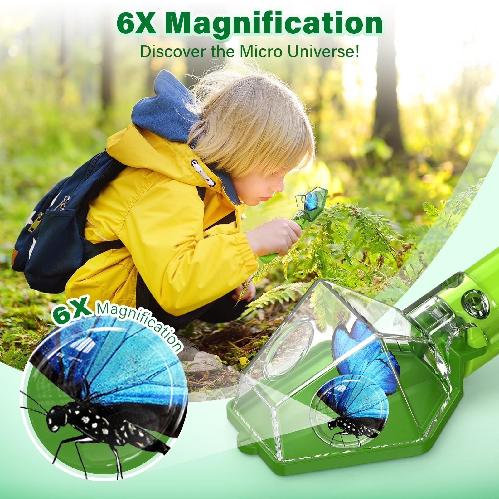 Bug Catcher for Kids, Insect Trap Kit with 6X Magnifier, STEM Educational Exp…
