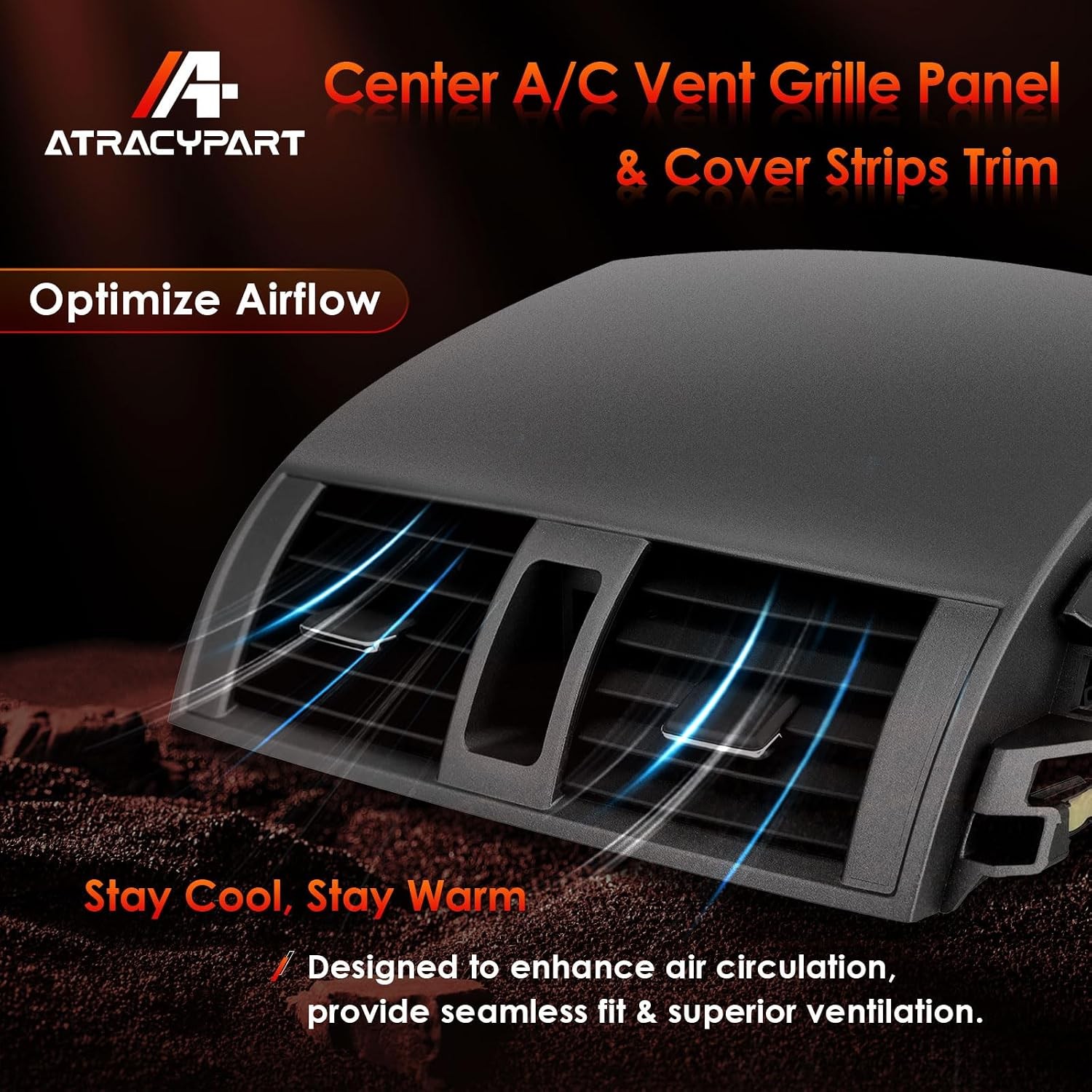 2008-2013 Corolla Center A/C Dash Air Vent Trim Cover Strips Compatible