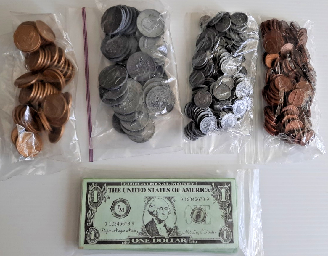 Vintage Play Money With Sacagawea Coins Homeschool Education No Nickels 0