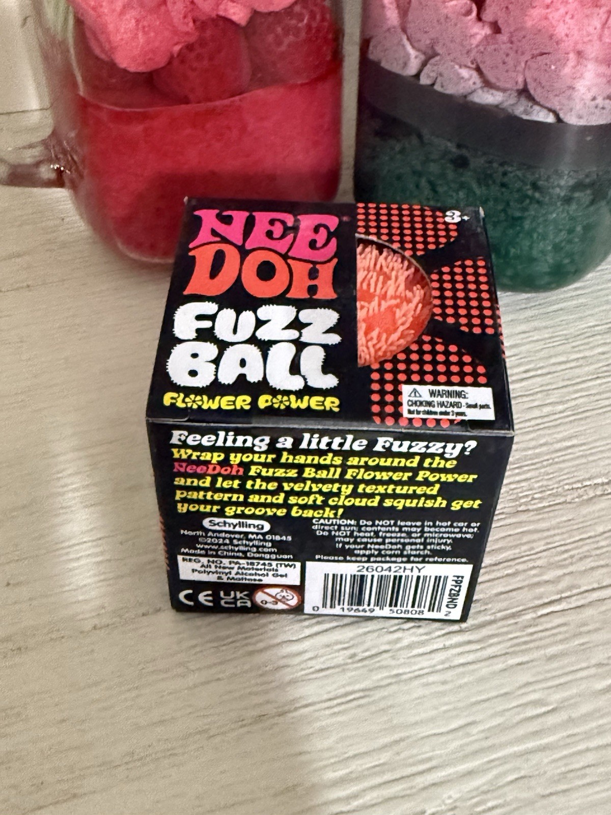Orange Needoh FUZZ BALL Flower Power Nee Doh Squishy NEE-DOH Fuzzball AUTHENTIC